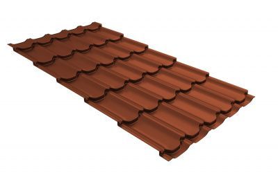 Металлочерепица Grand Line Kvinta Plus Velur RAL 8004 Терракота